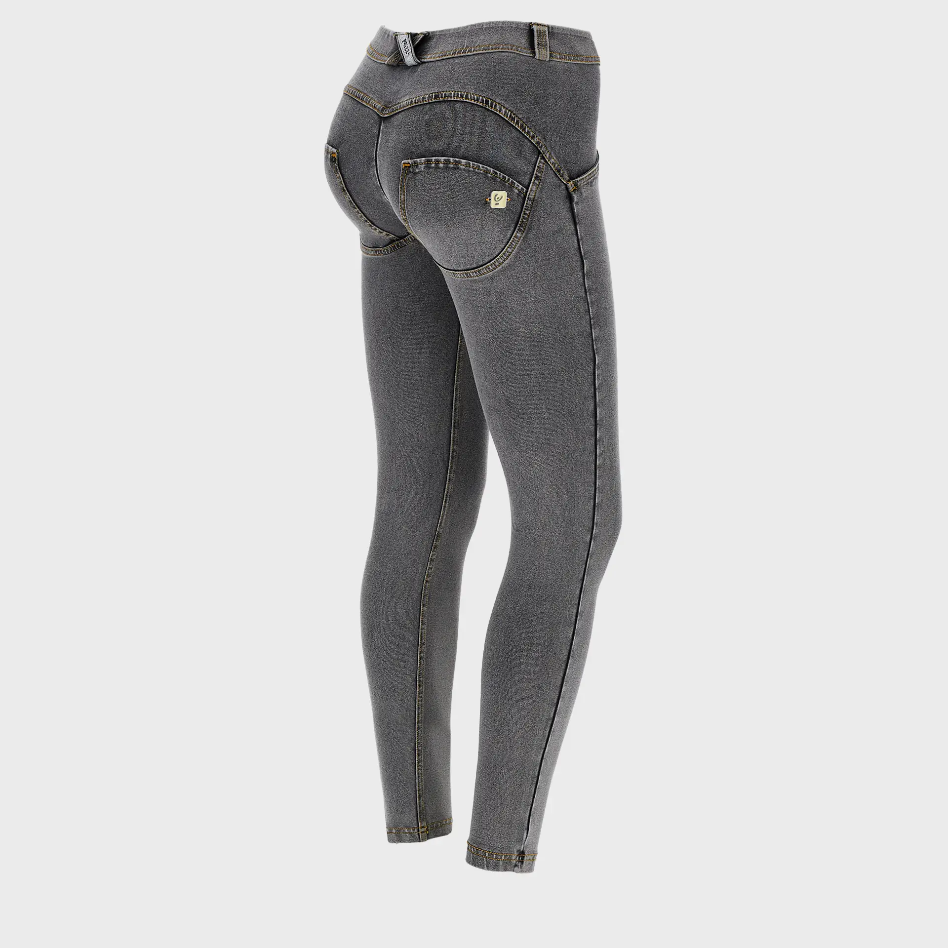 Freddy WR.UP Regular Waist Superskinny 7/8 Pants Light Grey/Yellow Seams